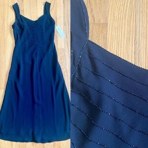 Evan-Picone Black Evening Dress *Size 4* Bias Beaded Sleeveless Cocktail Dress
